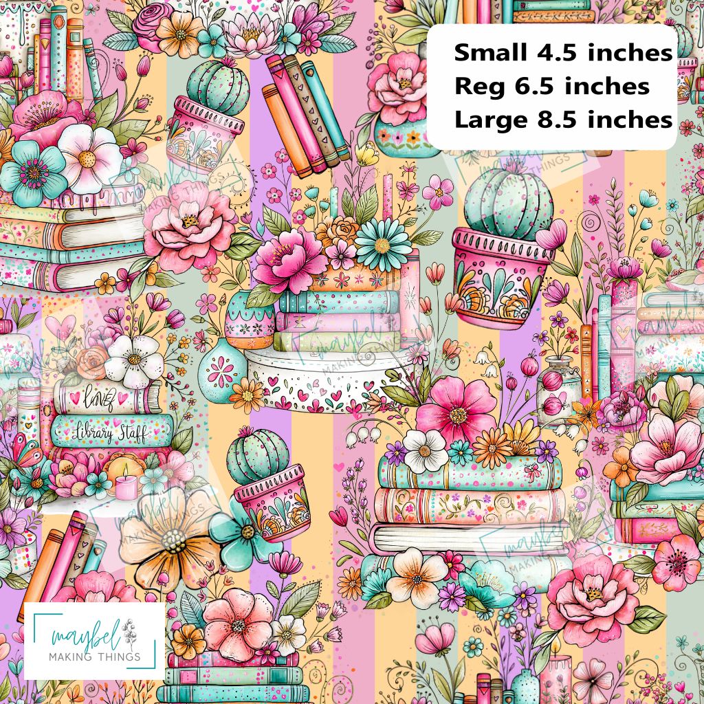 Floral Books on Stripes (Fran) - Pre-Order Round 9 Paws, Petals and Pages September 2026
