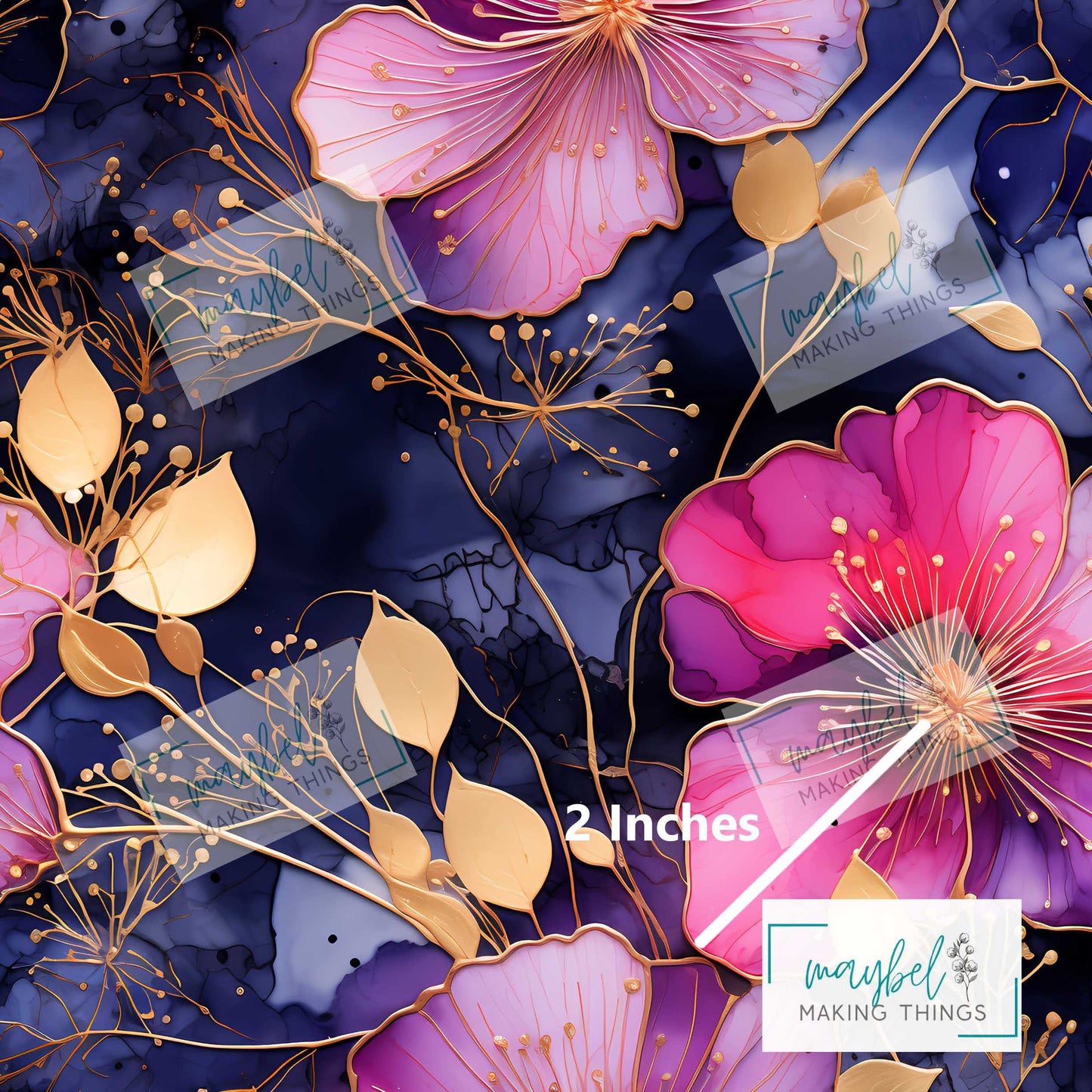 Fuchsia Floral Navy Background - Pre-Order Round 1