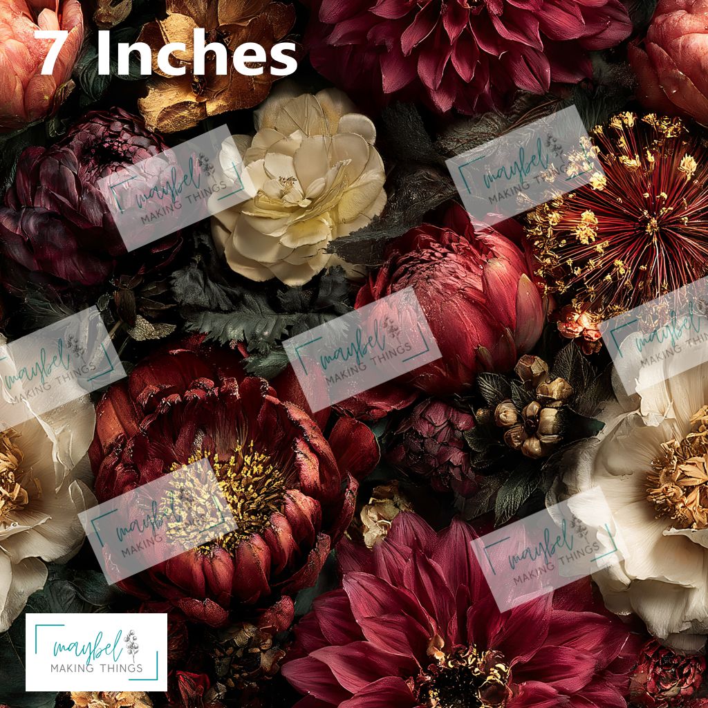 Maroon Floral - Smooth Vinyl 0.5m Retail