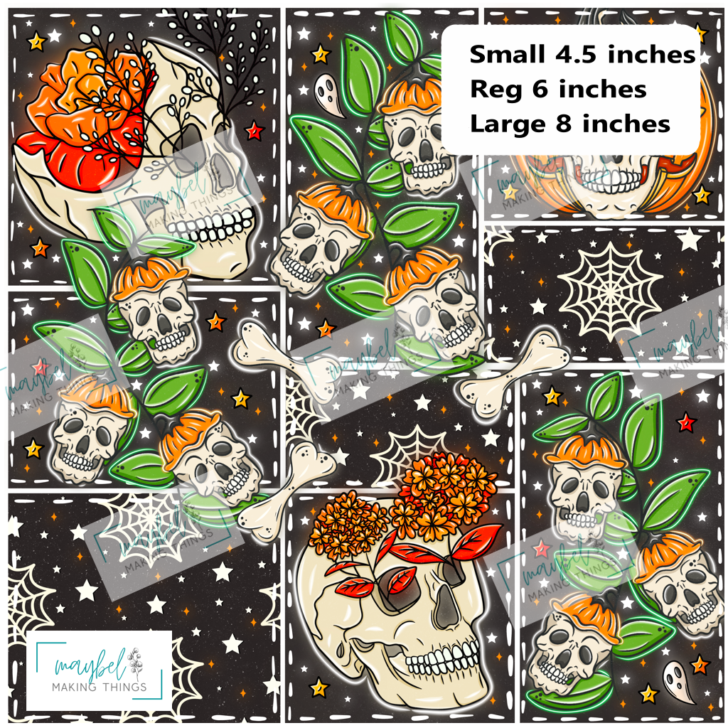 Patchwork Skulls SMALL - Cotton Canvas 1m Retail