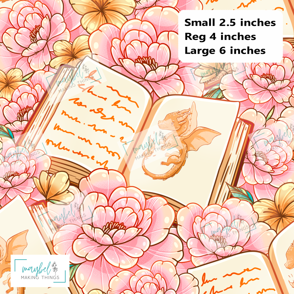Pink Floral Dragon Books SMALL - Litchi Vinyl 0.5m Retail