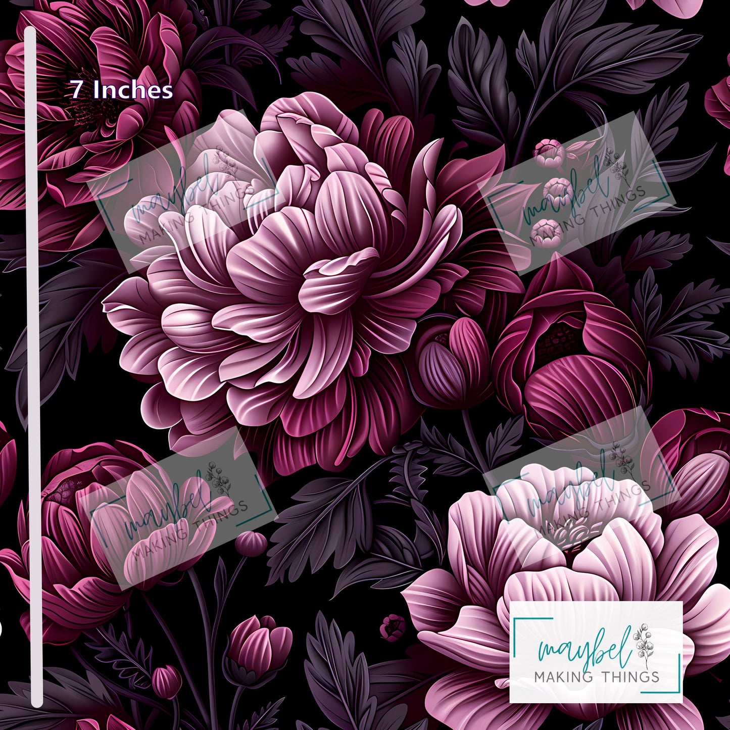Pink Floral - Smooth Vinyl 0.5m Retail