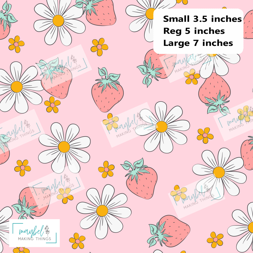 Strawberries and Daisies - SMALL - Smooth Vinyl 0.5m Retail