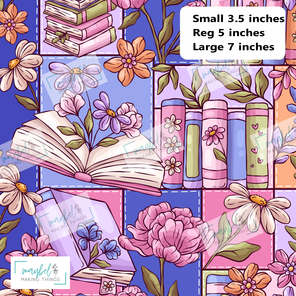 Floral Books Patchwork - REG - Smooth Vinyl 0.5m Retail