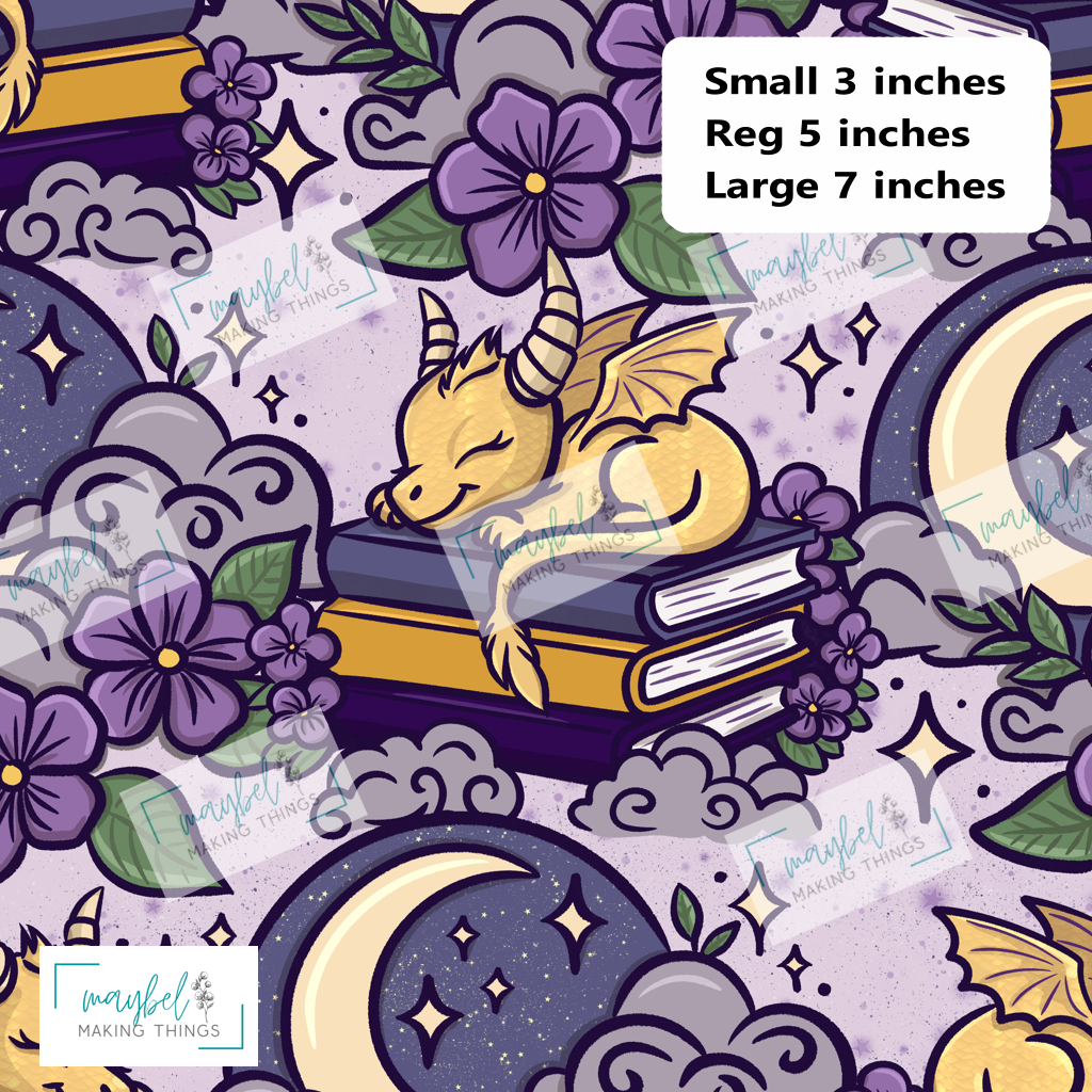 Golden Sleepy Time Dragon REGULAR- Cotton Canvas 1m Retail