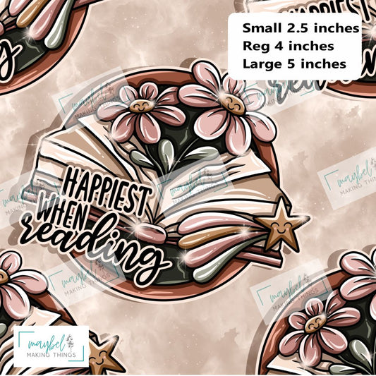 Happiest when reading - SMALL - Litchi Vinyl 0.5m Retail