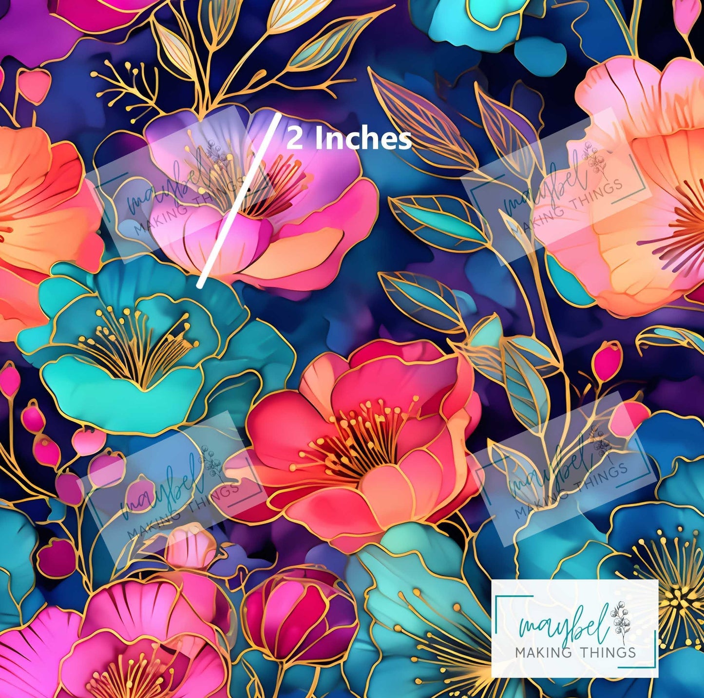 Peach, aqua floral - Pre-Order Round 1