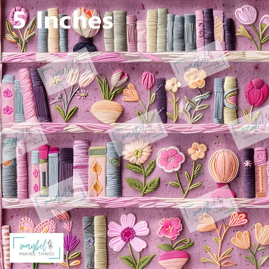 Pink Embroidered Bookshelf - Smooth Vinyl 0.5m Retail