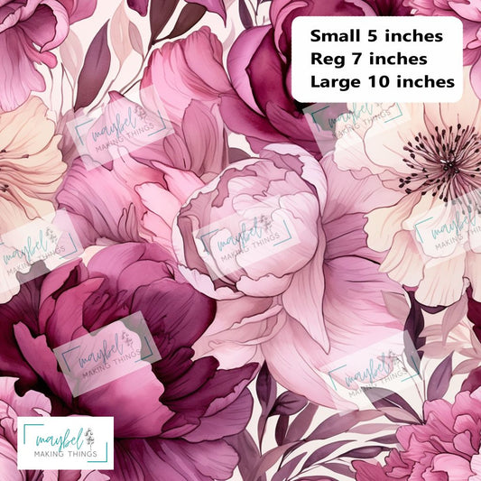 Pink and Plum Peonies - LARGE - Smooth Vinyl 0.5m Retail
