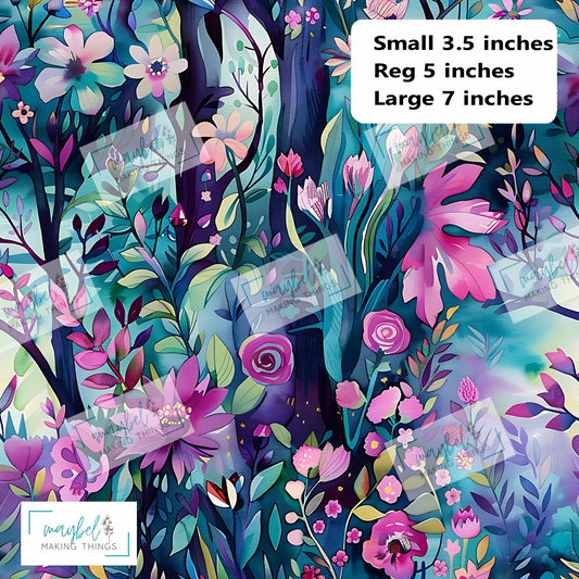 Teal and Pink Floral - REG - Smooth Vinyl 0.5m Retail