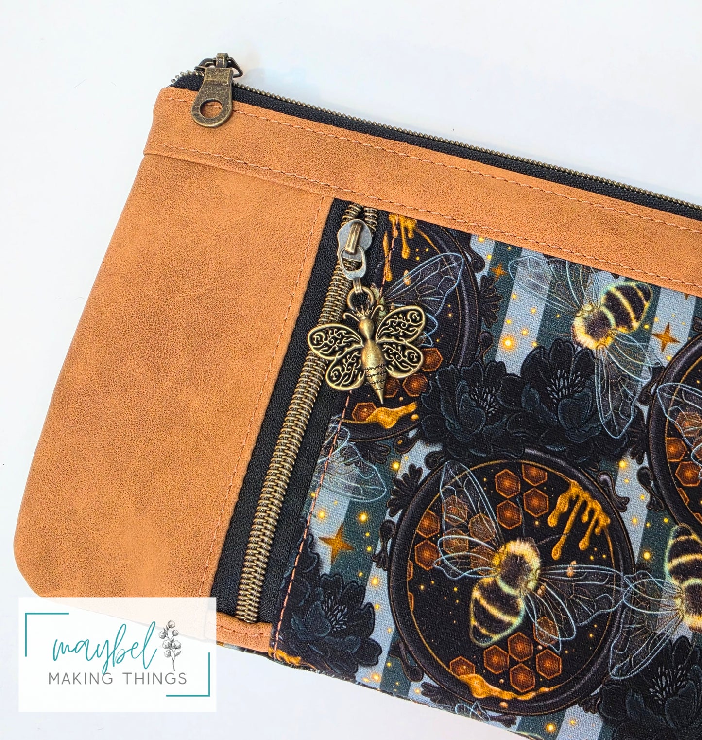 The Zippy Clutch - Honeycomb Bee stripes (In Stock)