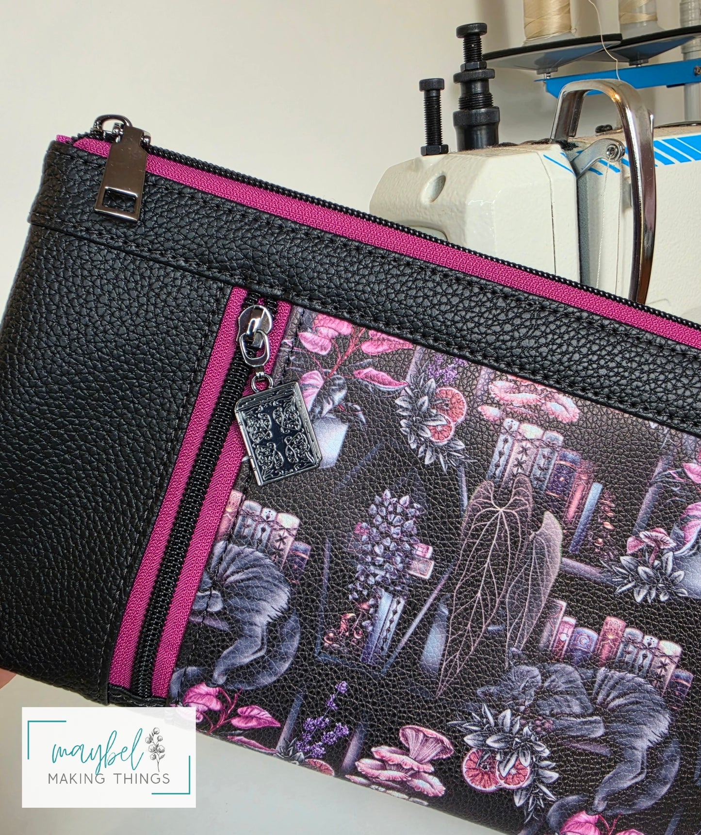 The Zippy Clutch - Black Cat Bookshelf (In Stock)