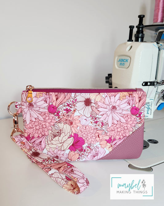 Clutch - Pink Boho Floral (In Stock)